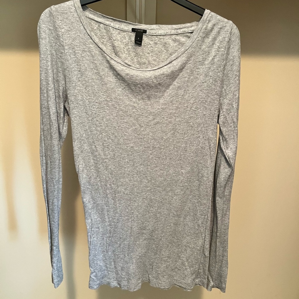 J. Crew Fitted Gray Long Sleeve Blouse